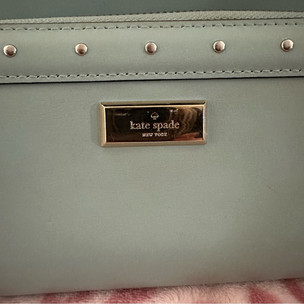 Kate Spade Aqua Blue Studded Leather Satchel with Matching Wallet - Picture 8 of 15